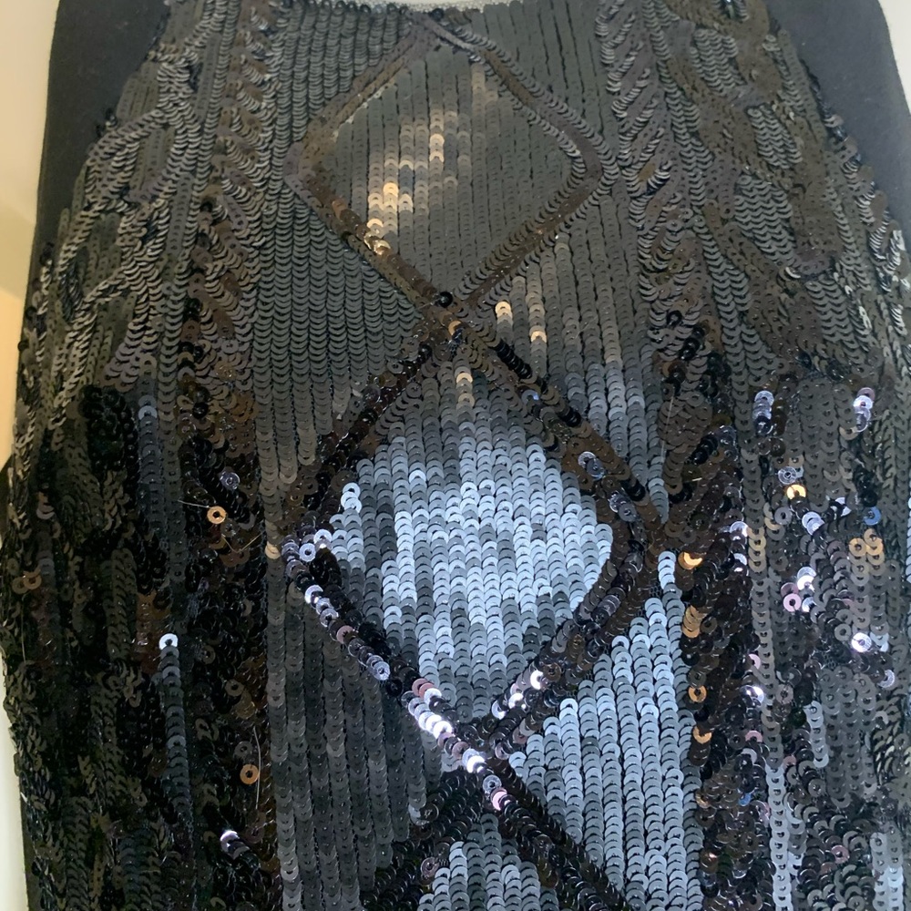 Adrianna Papell Long Black Dress with Sequins Sz 4 - Picture 4 of 6